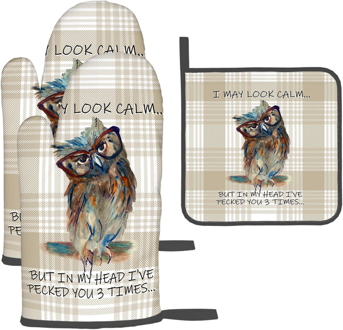 Boho Floral Oven Mitts and Pot Holders Sets of 3, Cute Baker Stuff