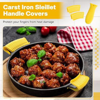 Patelai 8Pcs Silicone Cast Iron Handle Cover,Black