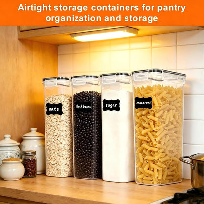 42pcs Airtight Containers, Clear Stackable Dry Food Storage | 42pk clear airtight containers with tight lids keep dry food fresh. Safe plastic, stackable for pantry kitchen storage