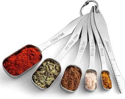 Spring Chef Stainless Steel Measuring Cups and Spoons Set of 14 with Leveler, Nesting Kitchen Metal Measuring Cups and Spoons Set for Dry and Liquid Ingredients, Perfect for Cooking & Baking
