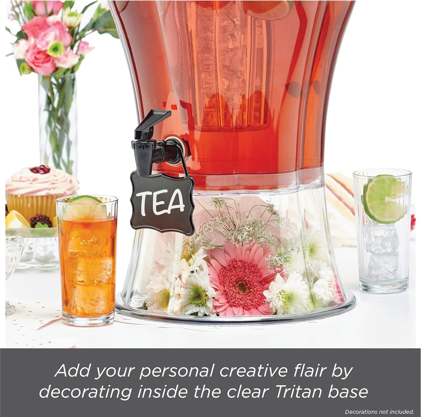 Buddeez 3.5 Gallon Clear Drink Dispenser - Built In Ice Cone and Spigot for Easy Pouring - Party-Perfect Serving Station with Chalk Board Tag