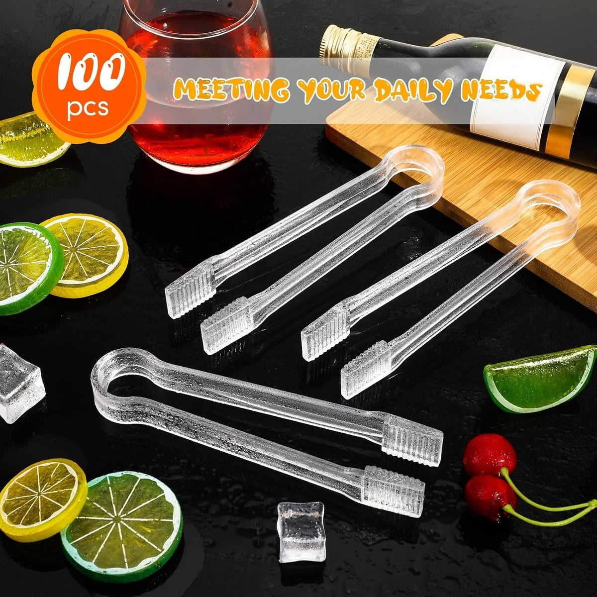 Nuogo Plastic Buffet Serving Tongs 6.3 Inch One-off Clear Tongs
