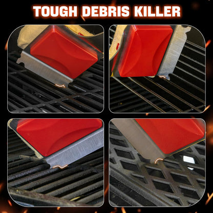 Grill Brush Bristle Free, Safe Grill Cleaner Brush for Outdoor Grill, Steam Grill Cleaning Brush with Scraper for Cast Iron/Stainless-Steel Grates (Bonus BBQ Scrub Daddy Replaceable Head)