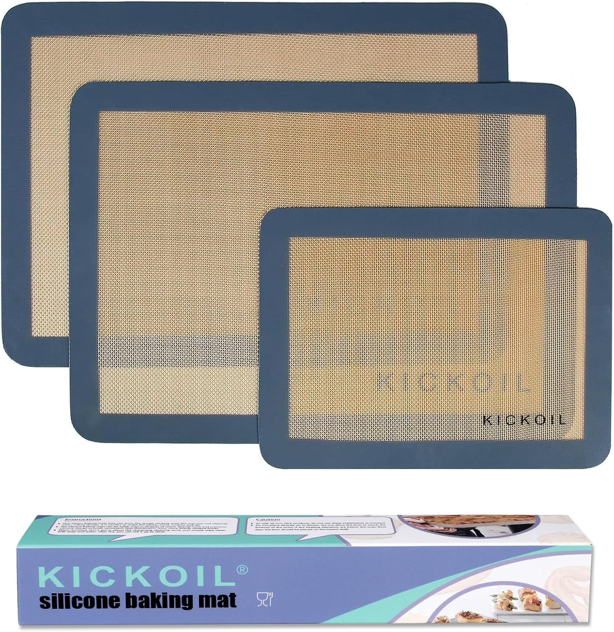 Silicone Baking Mats Set of 3, Non-Stick Reusable BPA-Free Oven Liners