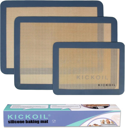 Silicone Baking Mats Set of 3, Non-Stick Reusable BPA-Free Oven Liners