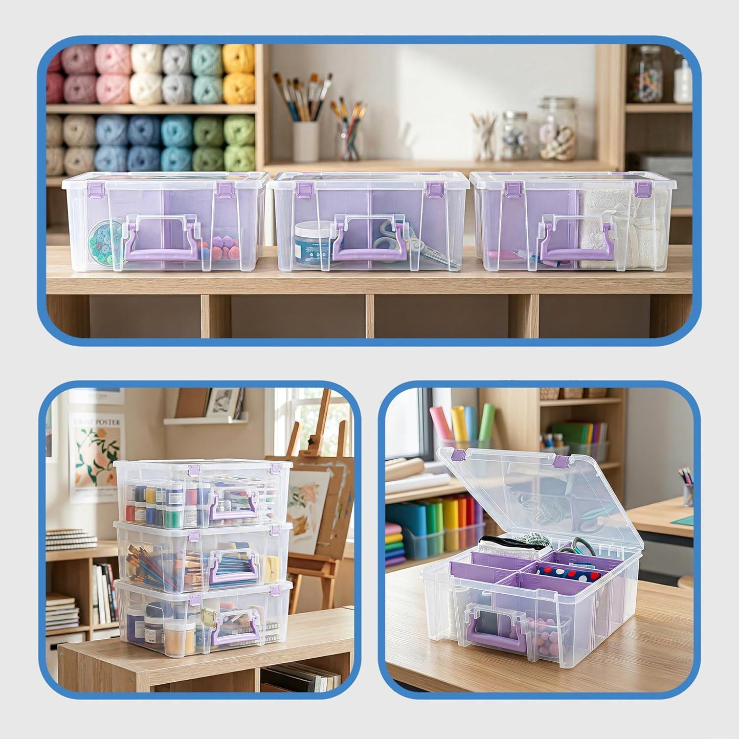ArtBin 6990SO Super Satchel Double Deep Compartment Box - Art Storage with 8 Removable Compartments, Smart Closure for Craft Supplies (Gold - Pack of 1)