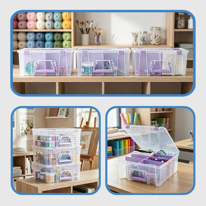 ArtBin 6990SO Super Satchel Double Deep Compartment Box - Art Storage with 8 Removable Compartments, Smart Closure for Craft Supplies (Gold - Pack of 1)