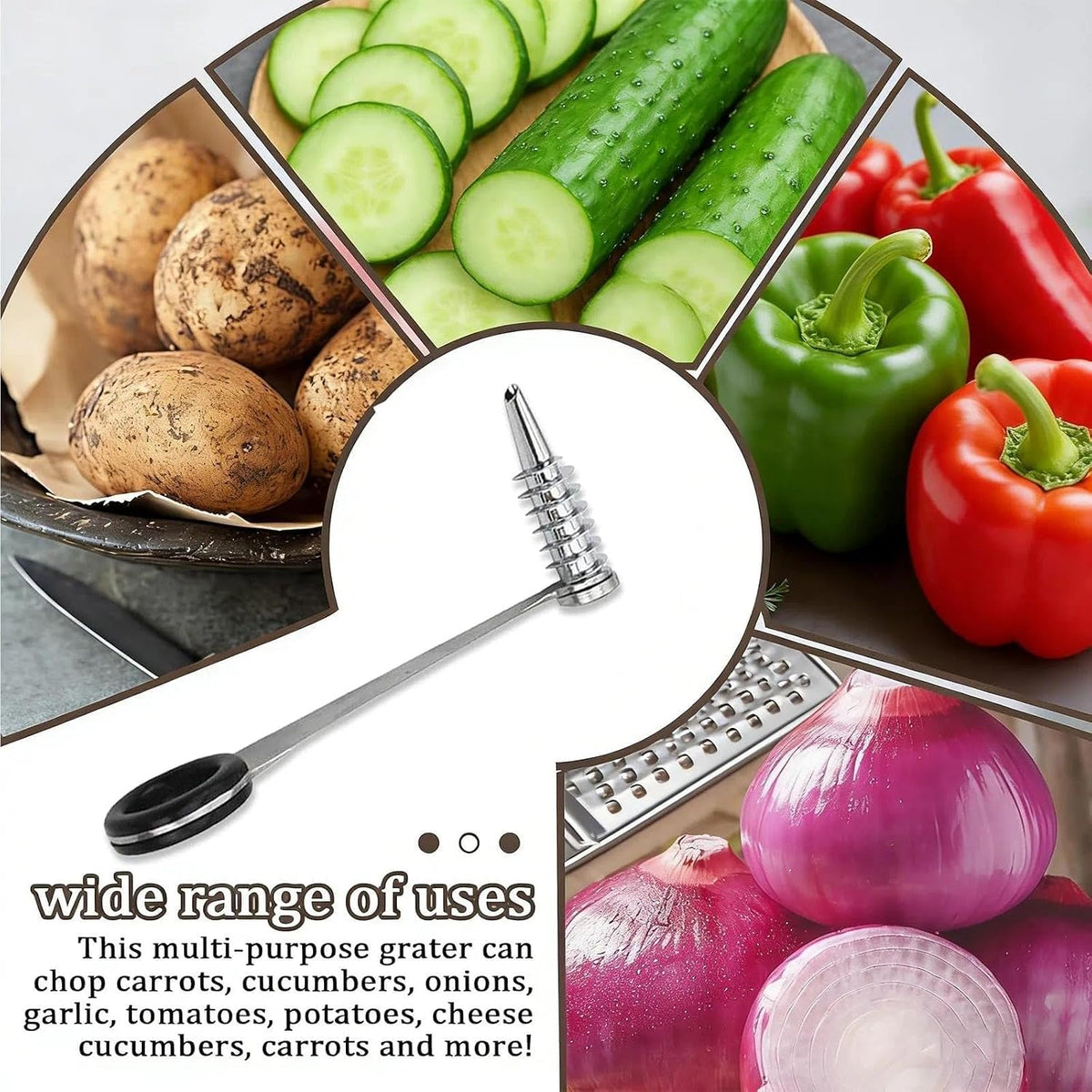 Stainless Steel Spiral Cutter, Manual Veggie Spiralizer Kitchen Tool