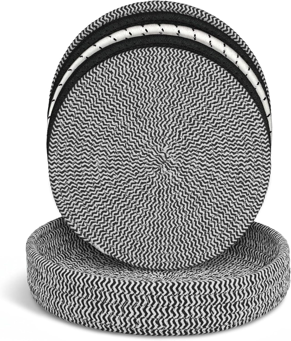 Large Trivets for Hot Dishes, Pots and Pans, Hot Pads with Storage Basket, Pot Holders for Kitchen, Heat Resistant Mats Protect Countertop, Coasters Set Home Essentials Farmhouse Decor 9 Inches 5Pcs