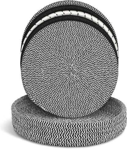 Large Trivets for Hot Dishes, Pots and Pans, Hot Pads with Storage Basket, Pot Holders for Kitchen, Heat Resistant Mats Protect Countertop, Coasters Set Home Essentials Farmhouse Decor 9 Inches 5Pcs