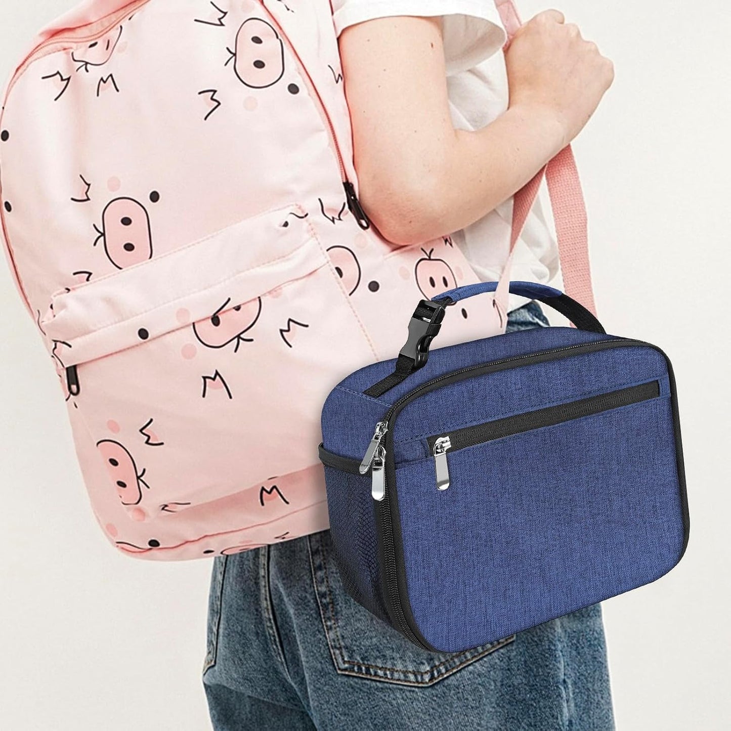 Kids Lunch Box for Boys Girls Lunch Bag Insulated Durable Lunchbox Children Lunch Tote Bag for School Black