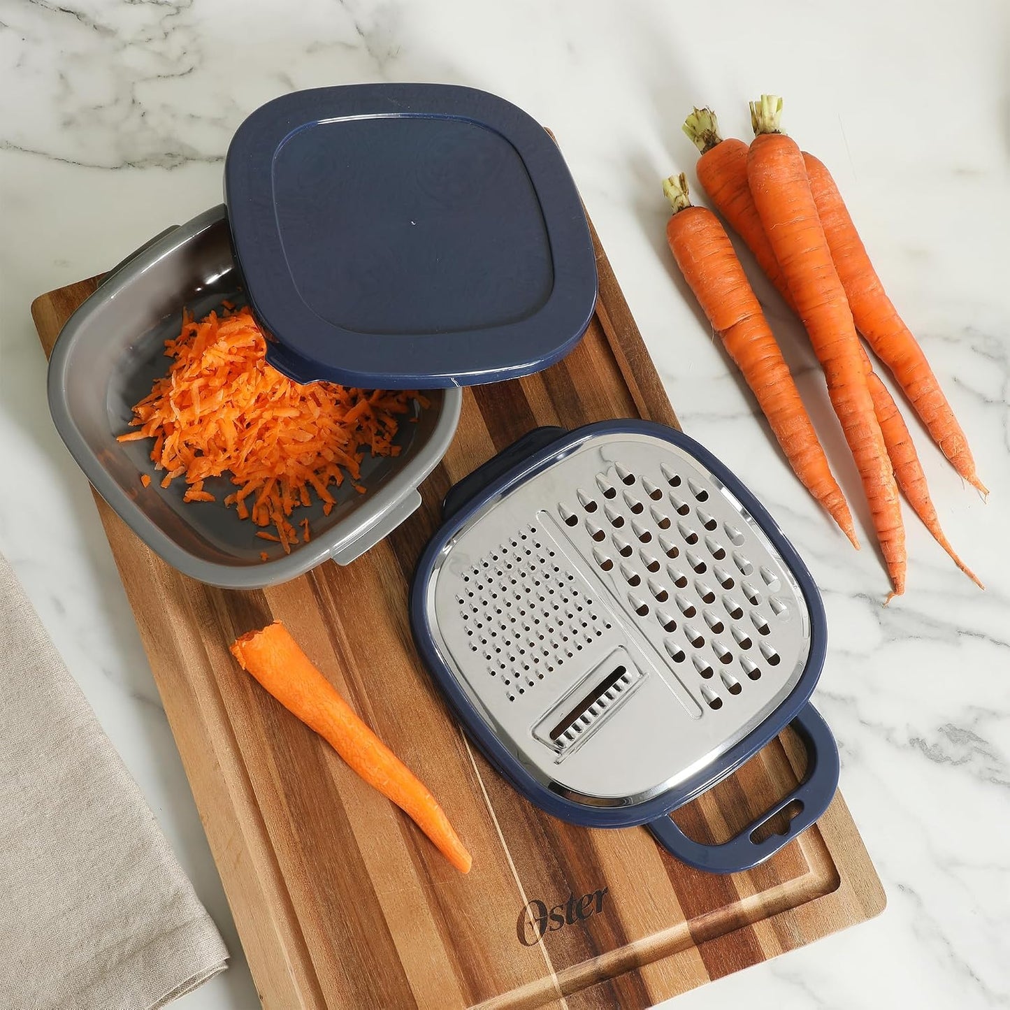 Oster Bluemarine 3 Piece PP Stackable Space-Saving Colander and Mixing Bowl Set