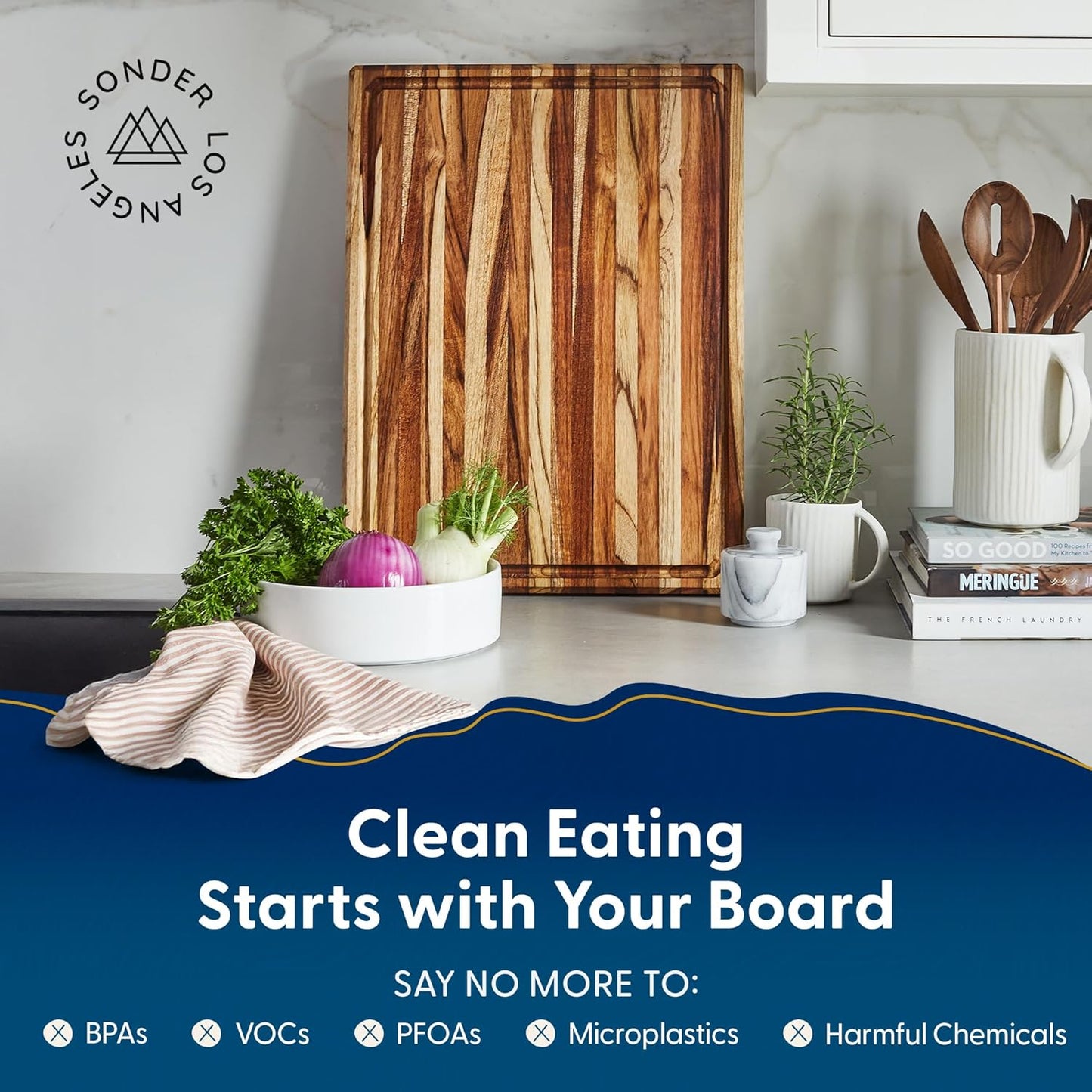 Sonder Los Angeles Doheny Wood Cutting Board Set | Acacia Edge Grain Cutting Board for Kitchen with Juice Groove | Perfect for Compact Daily Use | Gift Box Included | 14x10x1 in & 12x8x1 in