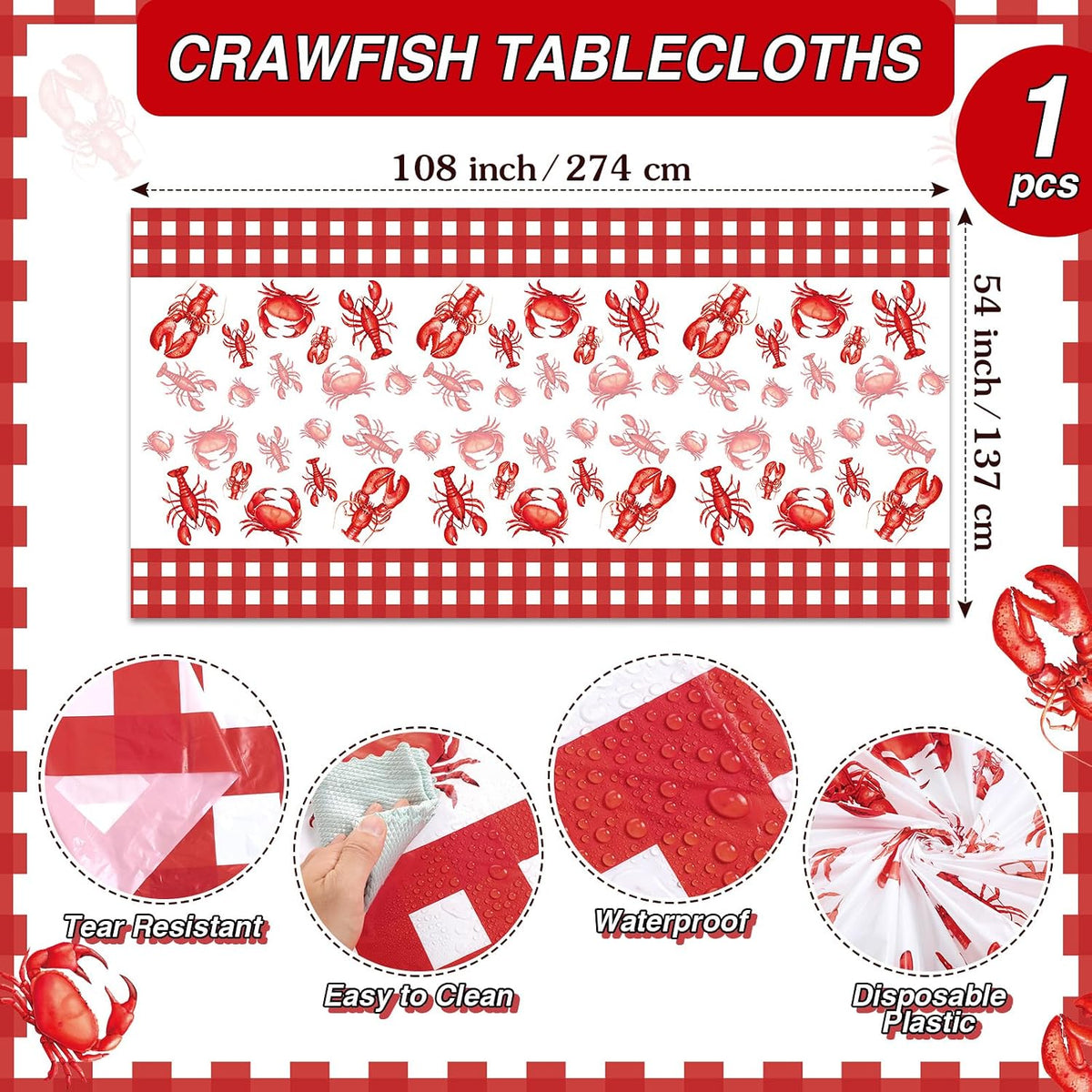 61 Pcs Seafood Tools Set Plastic Crawfish Tablecloth Lobster Bibs