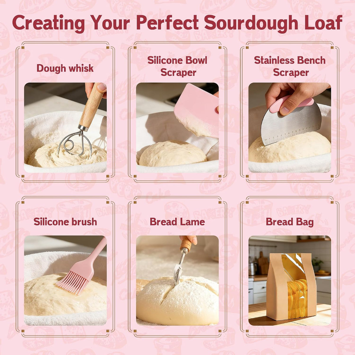 Sourdough Starter Kit with 2 Proofing Baskets & Starter Jar for Beginners