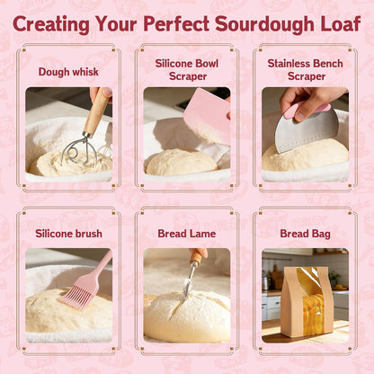 Sourdough Starter Kit with 2 Proofing Baskets & Starter Jar for Beginners