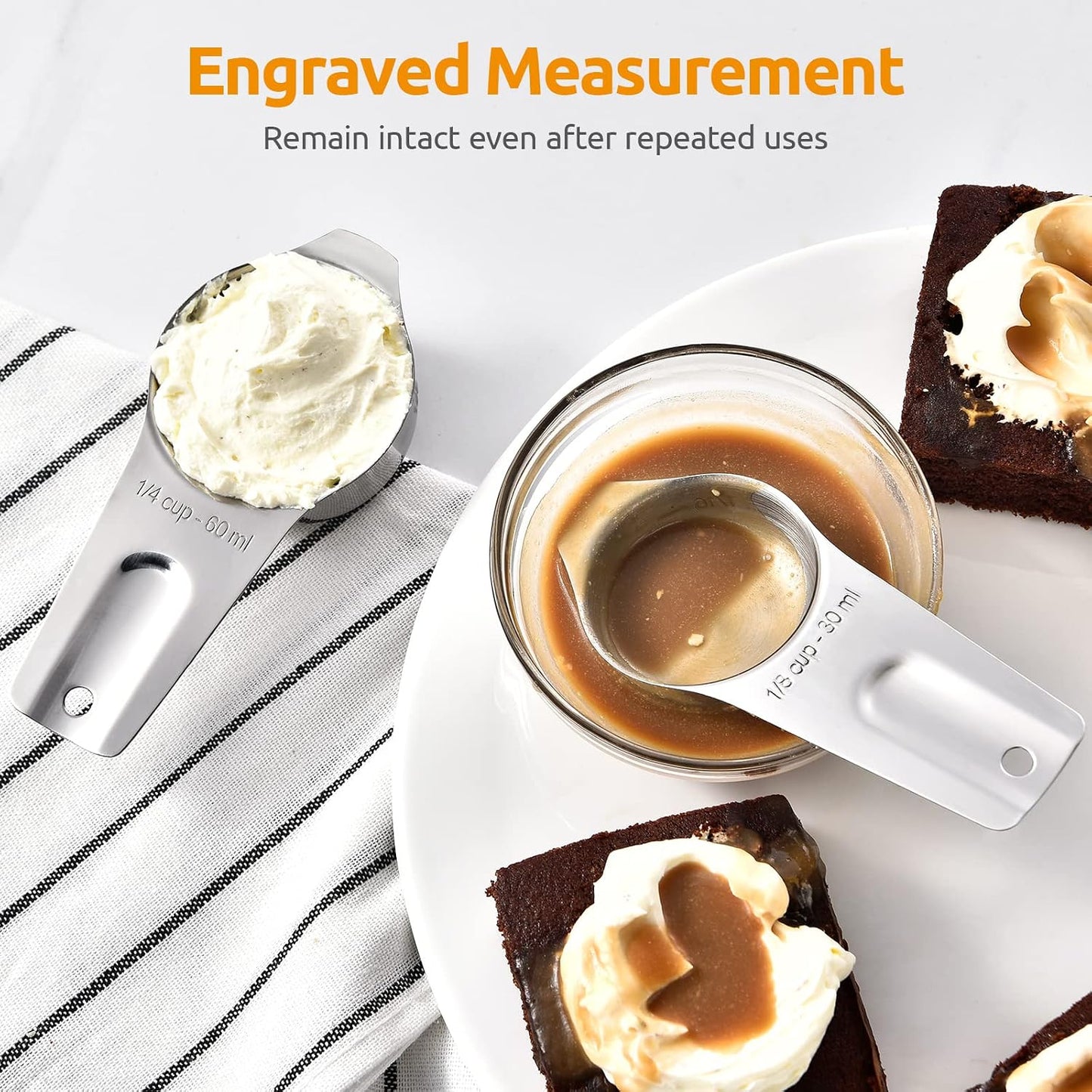 Measuring Cups, U-Taste Magnetic Measuring Cups and Spoons Set of 13 in 18/8 Stainless Steel: 7 Measuring Cups and 5 Measuring Spoons with 1 Professional Magnetic Measurement Conversion Chart