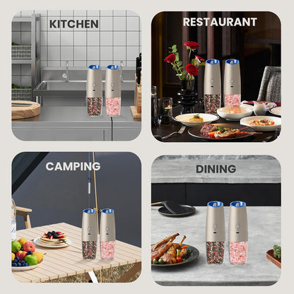 Battery Operated Salt And Pepper Grinder Set 2 Pack (Black)