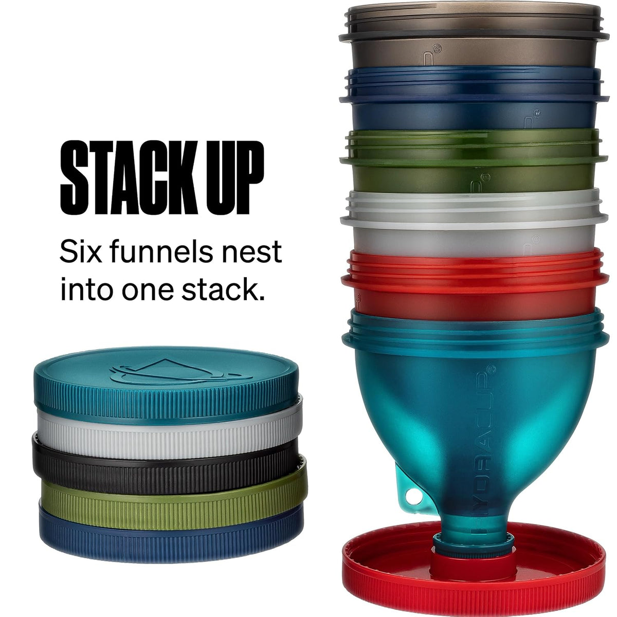 Hydra Cup Protein Powder Funnel Set 6 Pack, w/Stand for Filling Bottles