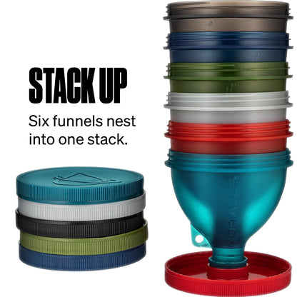 Hydra Cup Protein Powder Funnel Set 6 Pack, w/Stand for Filling Bottles