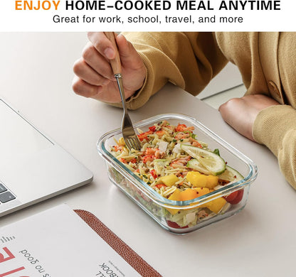 5 Pack 36 Oz Glass Meal Prep Containers with Lids, Reusable Glass Food Storage Airtight Lunch Containers with Lids, Leak Proof, Microwave, Oven, Freezer and Dishwasher Safe (Gray)
