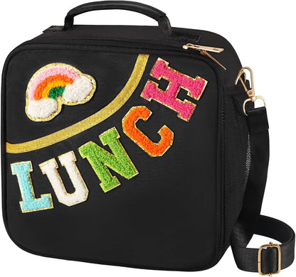 Nsrzua Lunch Bag Kids-Kids Insulated Lunch Bag with Adjustable Strap - Reusable Leakproof Lunch Box for Girls, Preppy School Lunch Tote for Travel, Picnic,School & Winter Camp