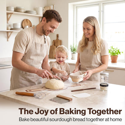 EDELHAUS Sourdough Starter Kit with Round Banneton Proofing Basket