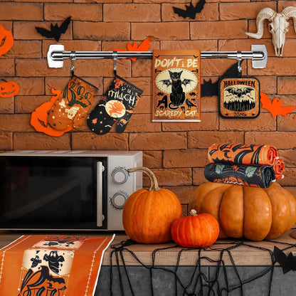 SiliFine 12 Pcs Fall Pumpkin Kitchen Towels Oven Mitts Pot Holders Set