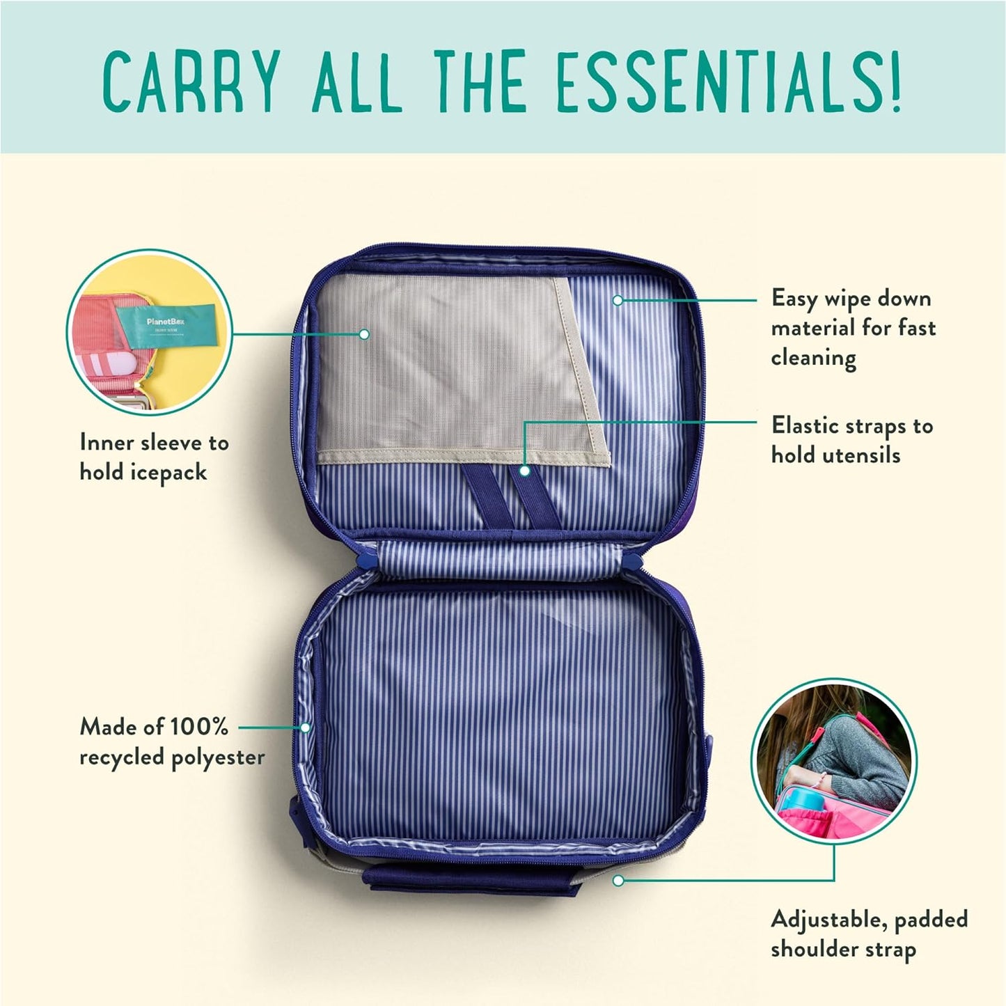PlanetBox Rover Stainless Steel Bento Box Style Lunch Box Kit for Kids with 5 Compartments – Space Animals Edition includes Insulated Lunch Bag, Leakproof Food Containers and Matching Magnets