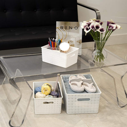BINO | Plastic Storage Baskets Large - Black | THE STABLE COLLECTION | Multi-Use Storage | Rectangular Cabinet Organizer | Baskets For Organizing with Handles | Home Office Organization and Storage