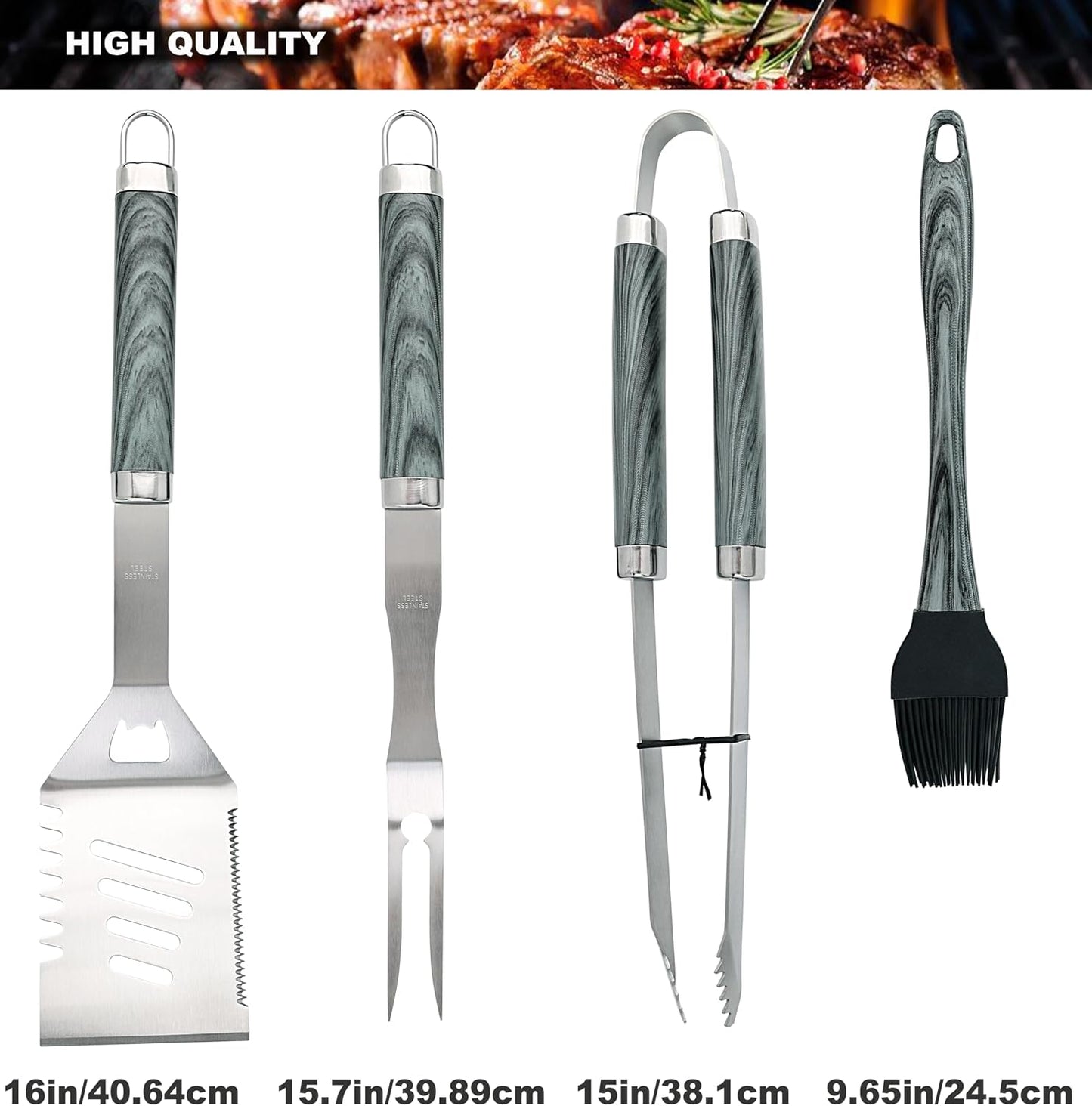 ROMANTICIST 20pcs Heavy Duty BBQ Grill Tool Set in Case - The Very Best Grill Gift for Father's Day and Christmas - Professional BBQ Accessories Set for Outdoor Cooking Camping Grilling Smoking