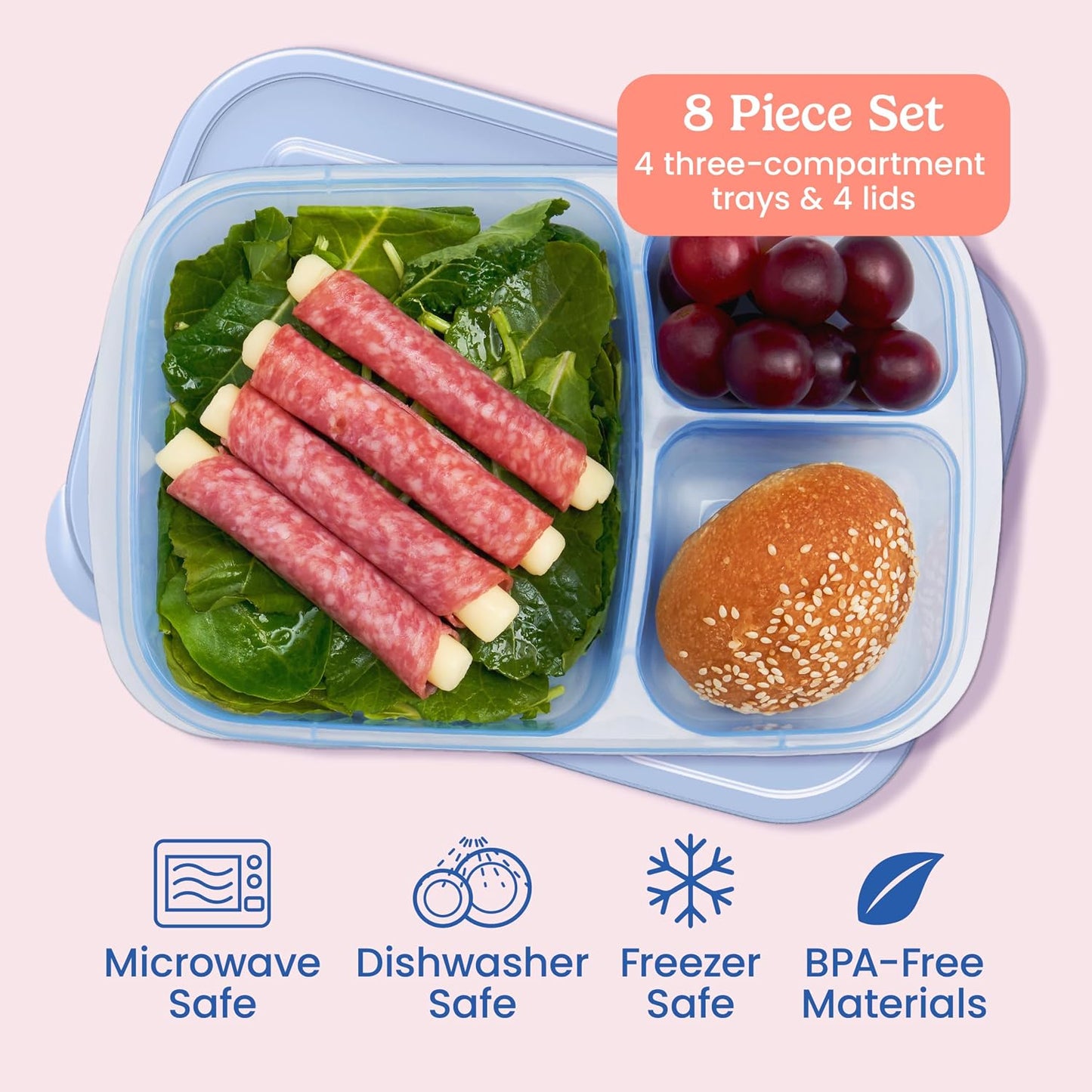 Bentgo Easyboxes - Original Stackable Lunch Boxes - Reusable 3-Compartment Food Containers for Kids and Adults - Bento Lunch Box for Meal Prep, School, & Work - BPA Free, Set of 4 (Earth Tones)