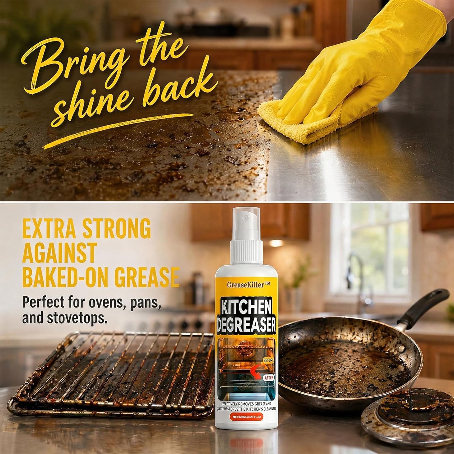 FKMEE GreaseKiller BBQ Grill Cleaner Spray, Heavy Duty Degreaser (1) | Fast-acting grease removal, suitable for grills and smokers, easy spray application, outdoor use