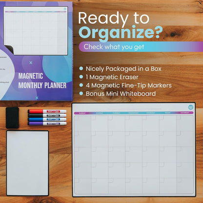 Dry Erase Weekly Extra Thick Magnetic Calendar for Refrigerator: 17x13 Two Week Planner and 6x9 White Board, 4 Fine Tip Markers and Eraser. Stain Resistant. Shipped Flat. (Weekly Planner)