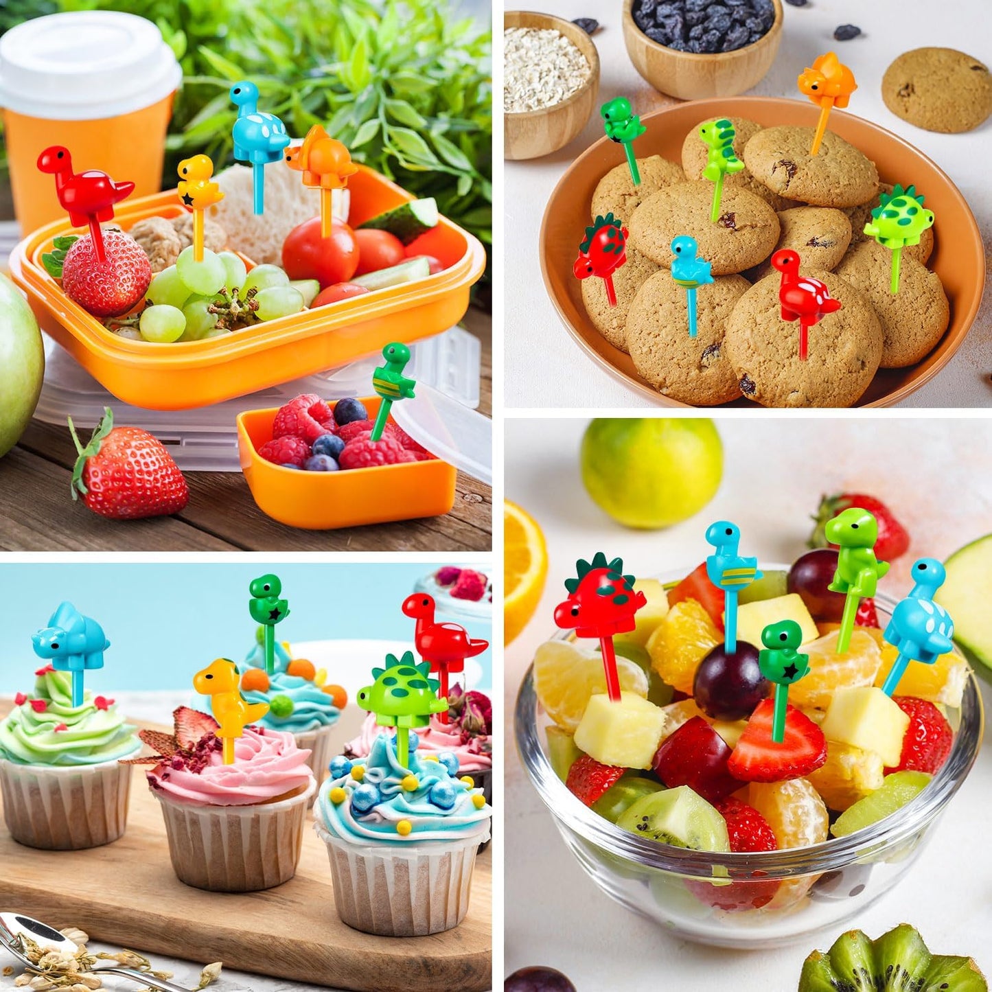 36pcs Mini Dinosaur Food Picks, Cute Cartoon Animal Fruit Toothpicks for Dinosaurs Birthday Party Bento Picks for Sandwiches, Snacks Desserts Accessory