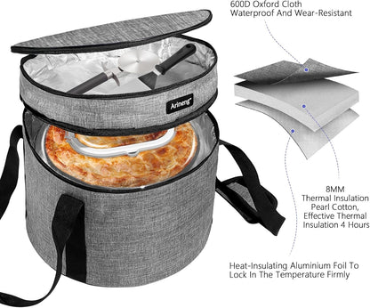 2 Pack Pie Containers with Lids and Handles, Includes Insulated Bags and Non-Slip Heating Pads, BPA Free Pie and Cheesecake Containers, Thanksgiving Gifts (Purple)
