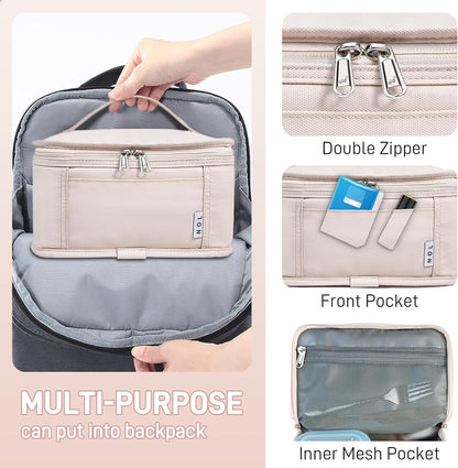 NOL Mini Insulated Lunch Bag for Women Men Kids | Small Leakproof Reusable Lunch Tote | Fits 6 Cans 330ml | Thermal Cooler for Work School Picnic Camping, Navy blue
