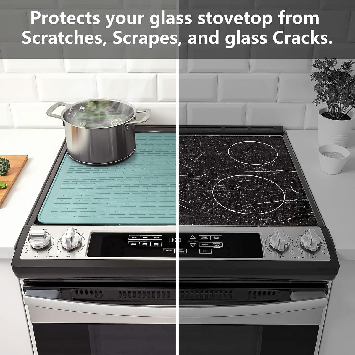 YUHFERA Stove Top Cover for Electric Stove - Silicone Stove Mat for Glass Top, Glass Cooktop Protector For Kitchen,Multi-functional Oven Covers for Electric Stove (Black,28 x 20)