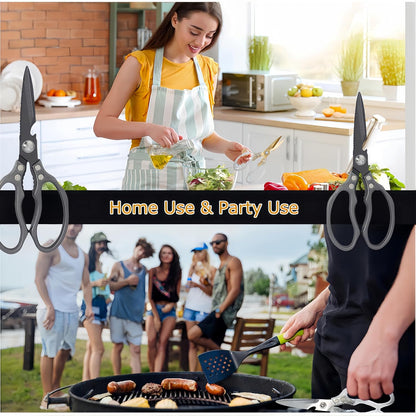 Heavy Duty Sharp Kitchen Scissors, Dishwasher Safe, Cooking Shears for Meat, Chicken, Fish, Poultry, Herb, Bread (Red)