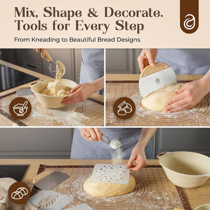 ABIOTO Banneton Baskets with Sourdough Bread Baking Supplies
