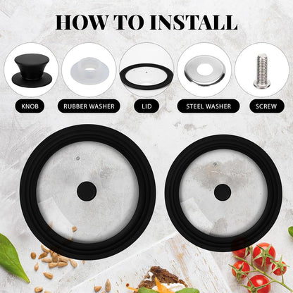 Blushtier 2 Set Universal Lid for Pots, Pans and Skillets, Black