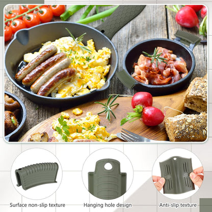 Patelai 8Pcs Silicone Cast Iron Handle Cover,Black