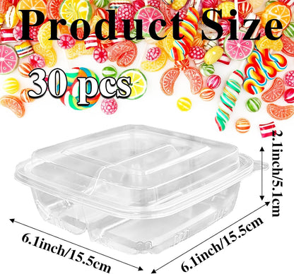 Haawooky 30 Pack Bento Snack Containers,2 compartments Lunchable Containers with Lids,Divided Food Containers for School, Work and Travel