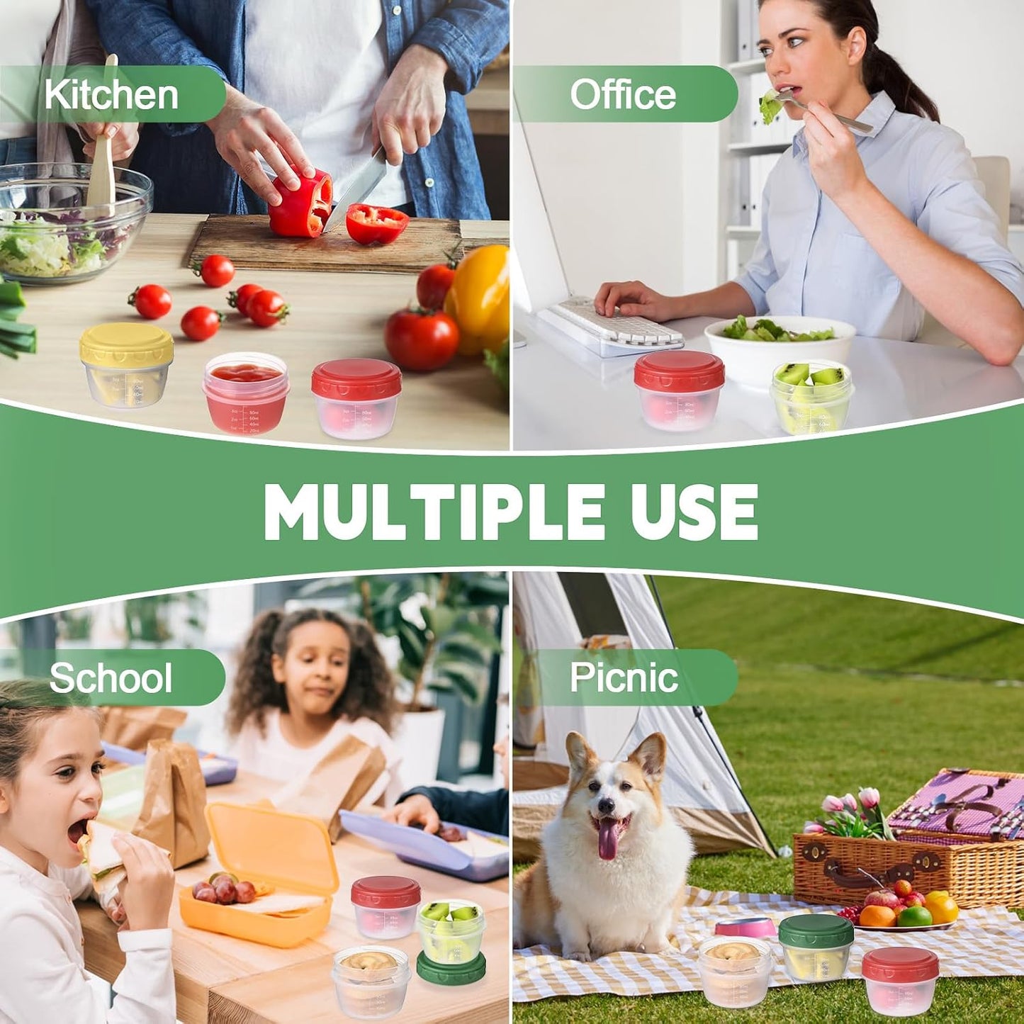 6pcs 10 oz Small Plastic Containers with Lids, Salad Dressing Container Reusable Small Food Storage Containers for Meal Prep, Leakproof, Microwave Dishwasher Freezer Safe, BPA-Free