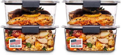 Rubbermaid Brilliance Meal Prep Containers, 2-Compartment Food Storage Containers, 2.85 Cup, 5-Pack, BPA-Free, Clear/Grey