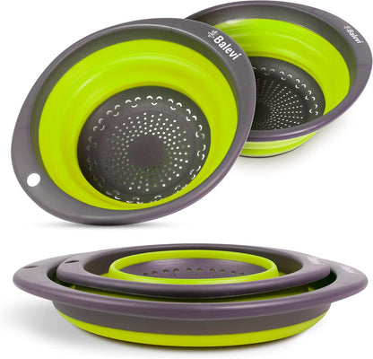 Collapsible Strainers for Kitchen, Green, Set of 2