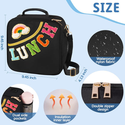 Nsrzua Lunch Bag Kids-Kids Insulated Lunch Bag with Adjustable Strap - Reusable Leakproof Lunch Box for Girls, Preppy School Lunch Tote for Travel, Picnic,School & Winter Camp