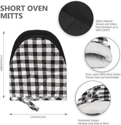 Goldmeet Mini Oven Mitts 2-Pack, 7"x5.5", 500°F Silicone Grip, Gray