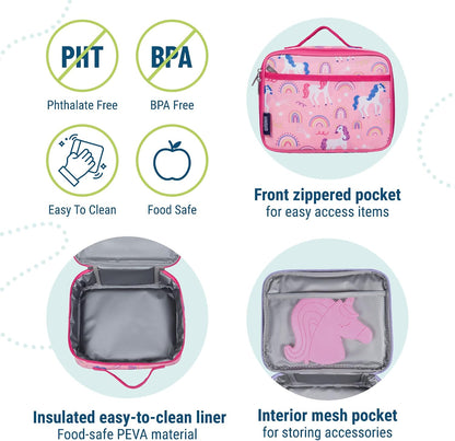 Wildkin Kids Insulated Lunch Box, Keeps Food Hot or Cold, BPA-Free with Mesh Pockets & Easy-Clean Lining – Ideal for School, Travel & Daycare – Holographic