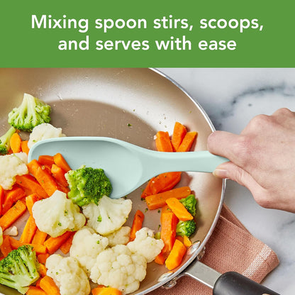 Tovolo Elements Silicone Spoon Set of 2 Mixing and Slotted Spoon Bundle for Non Stick Cooking Mixing Serving, Dishwasher Safe Heat Resistant Slotted Spoon and Mixing Serving Spoon, Oatmeal